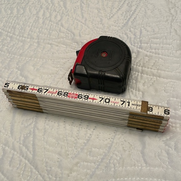 Set of 2 Measuring Tools Carpenter Tools Tape Measure & Wood Folding Ruler - Picture 9 of 9